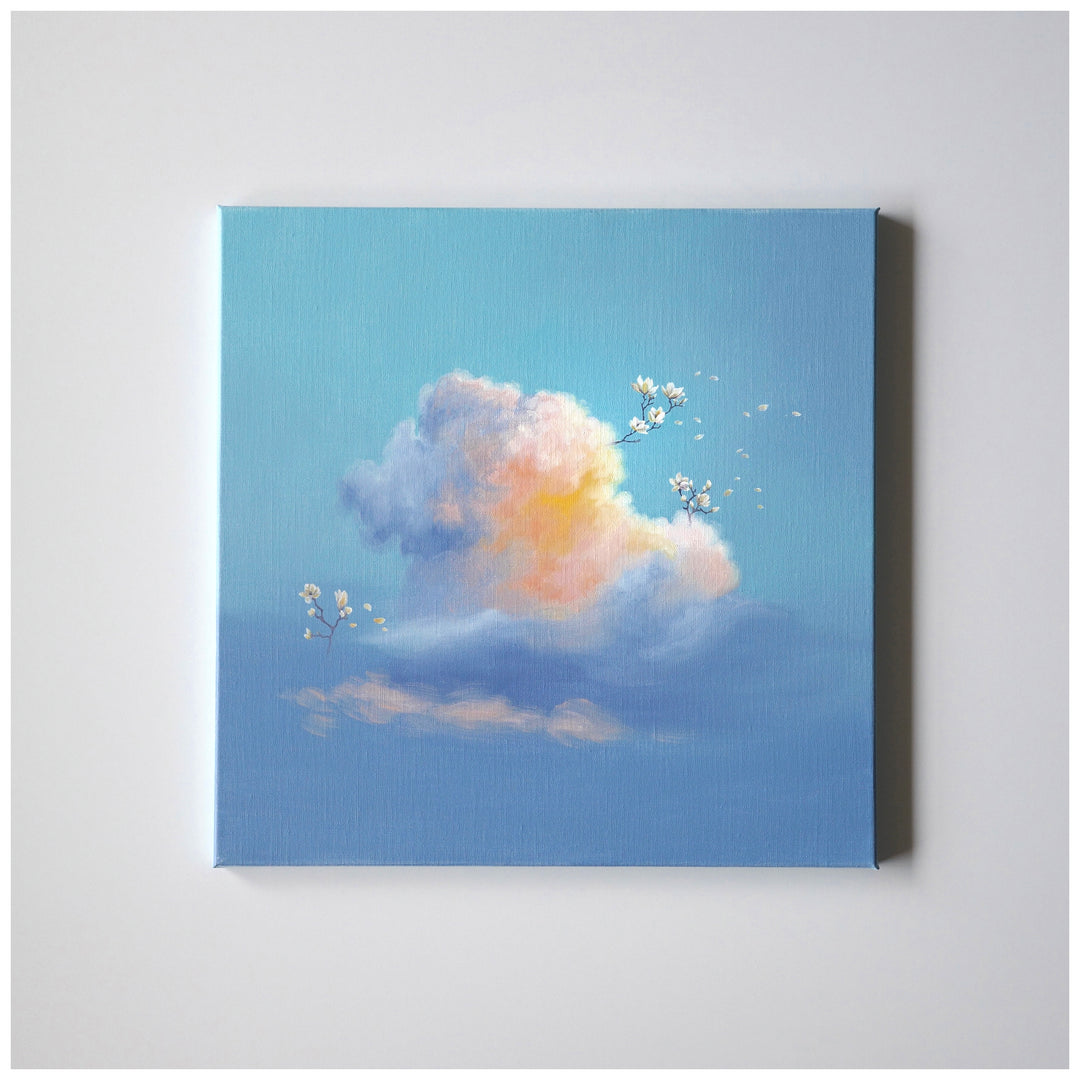 FLORE magnolia cloudscape painting by Dutch artist Cathy Camille