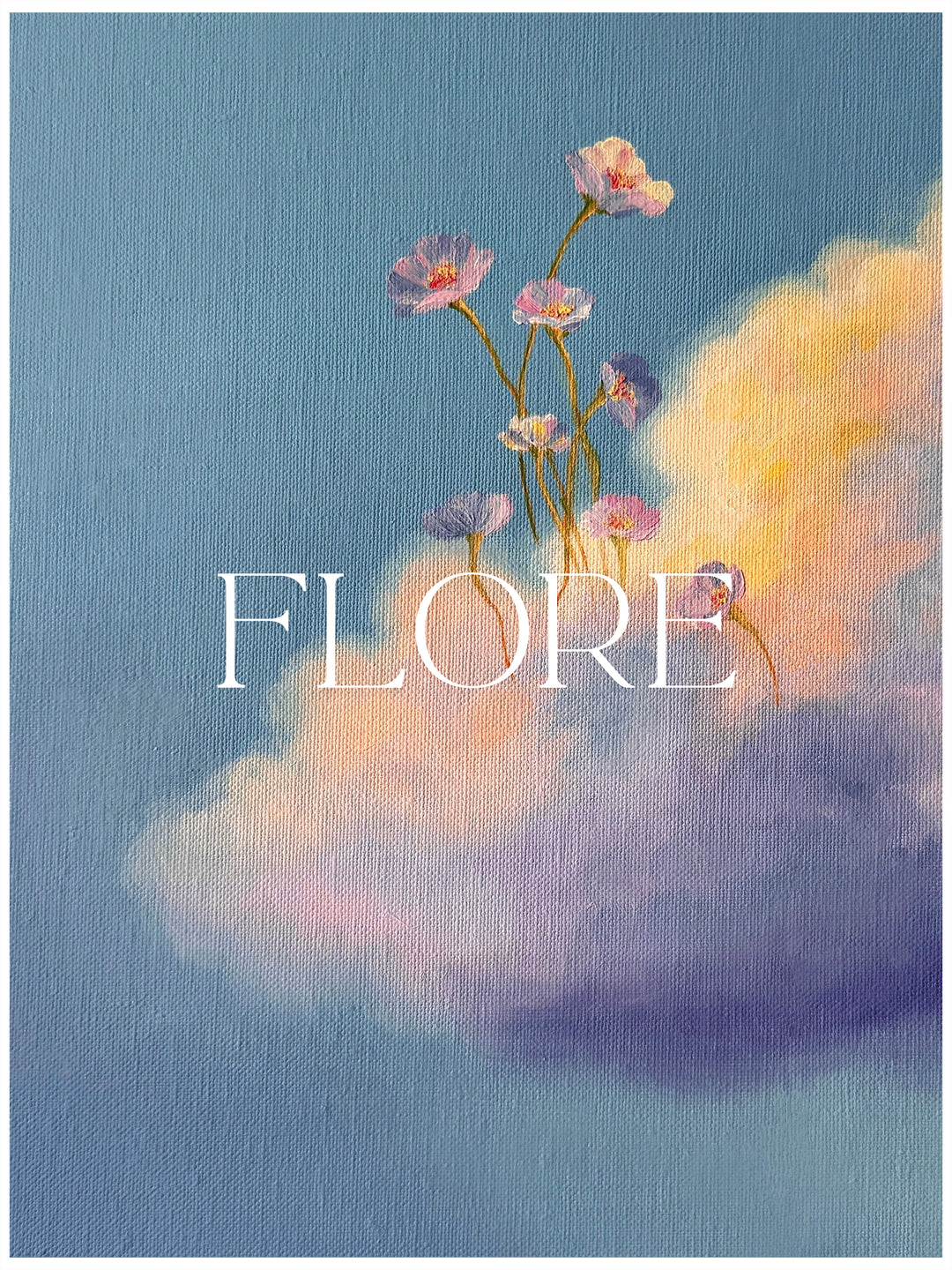 Floral cloudscape oil painting by Cathy Camille