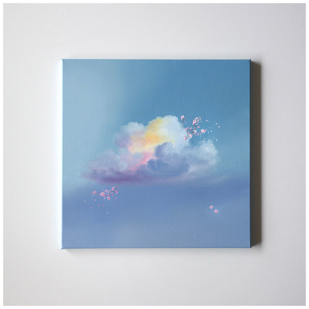 FLORE cherry blossom cloudscape painting by Dutch artist Cathy Camille