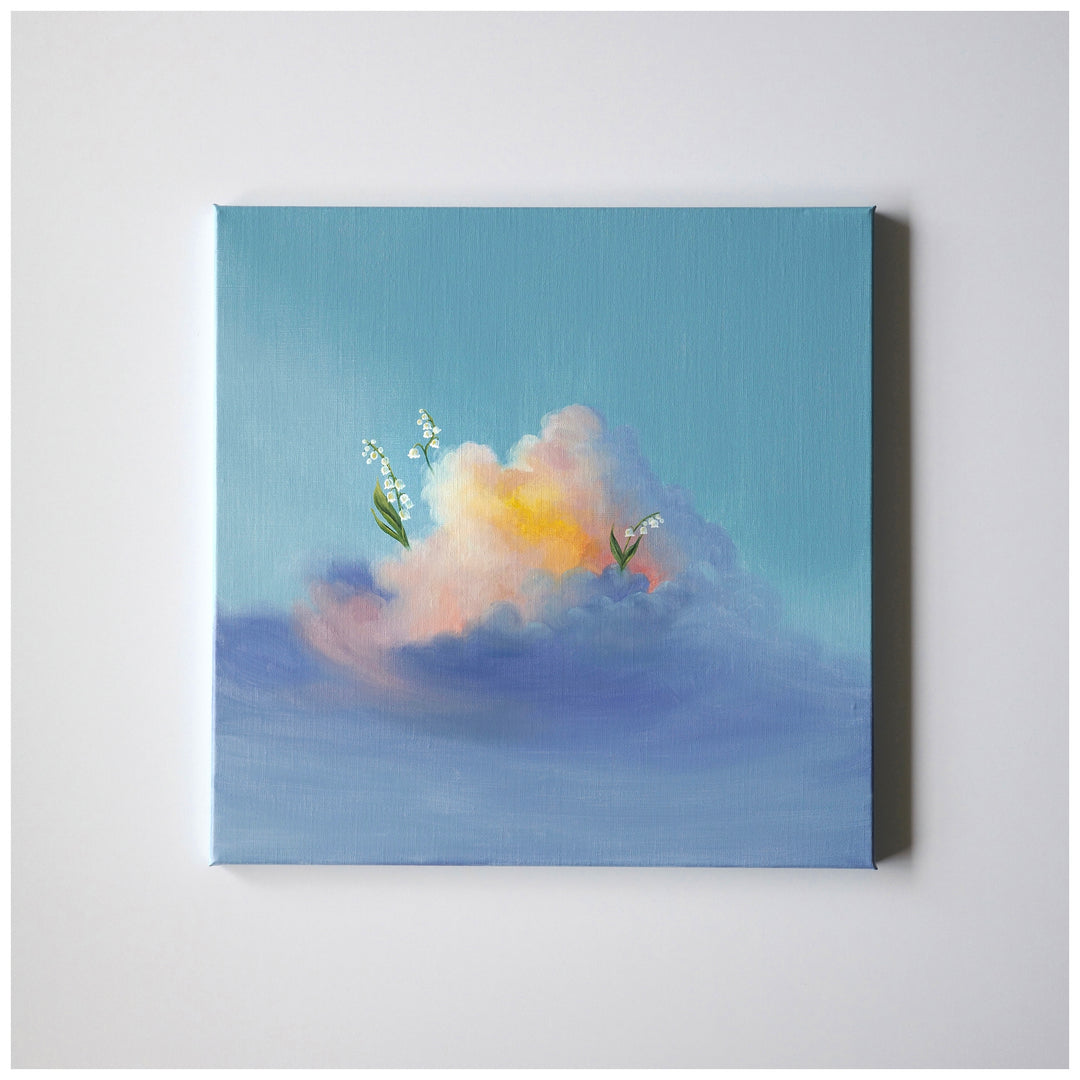 FLORE lily of the valley cloudscape painting by Dutch artist Cathy Camille
