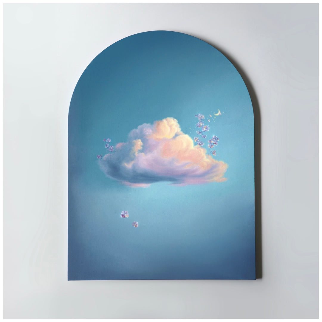 FLORE sweat pea cloudscape painting by Dutch artist Cathy Camille