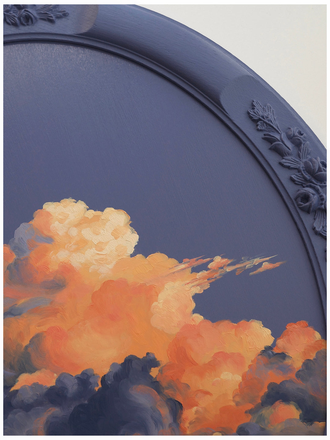 NUAGE by Dutch artist Cathy Camille. Cloudscape oil painting in an antique frame.
