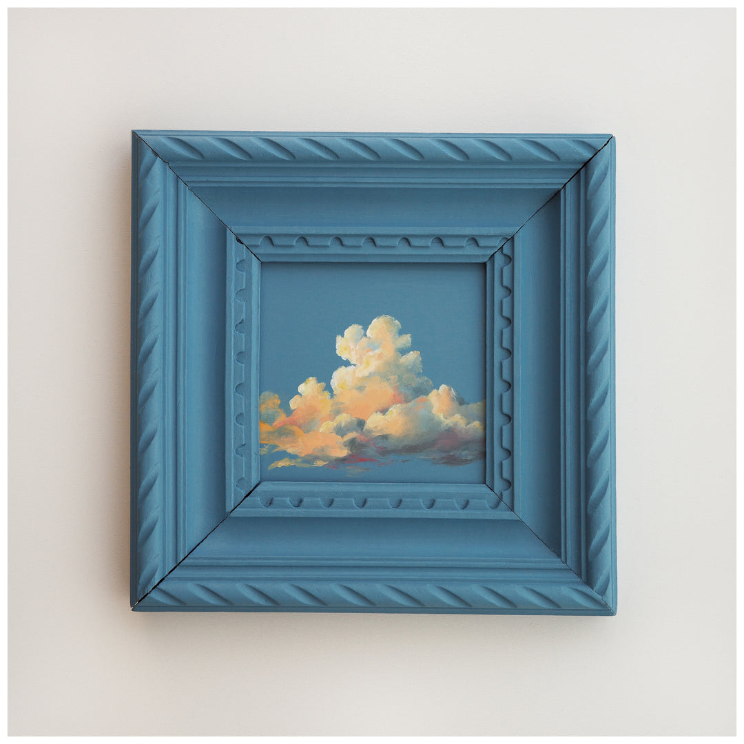 NUAGE by Dutch artist Cathy Camille. Cloudscape oil painting in an antique frame.