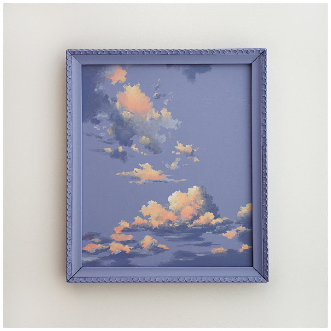 NUAGE by Dutch artist Cathy Camille. Cloudscape oil painting in an antique frame.
