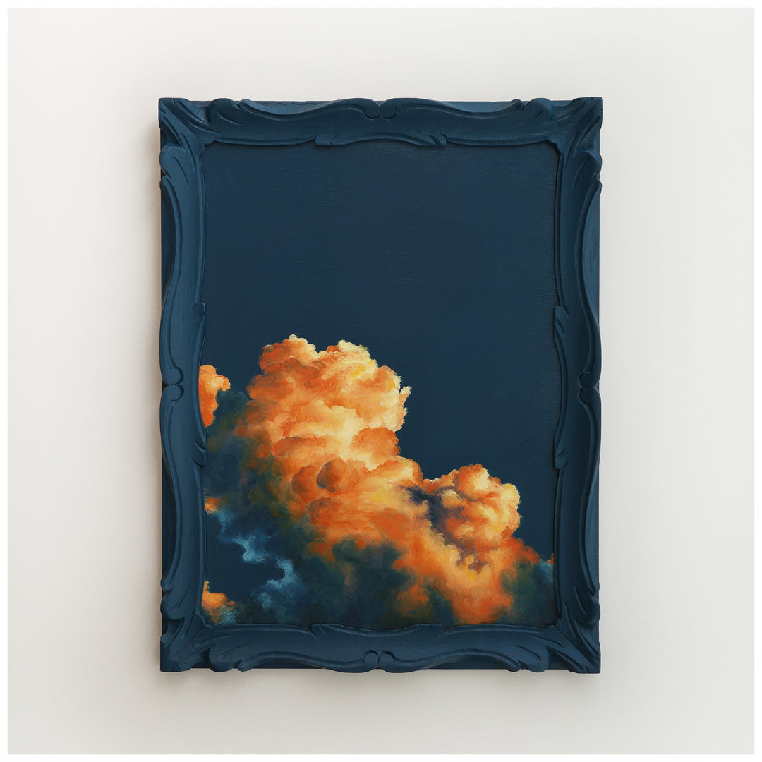 NUAGE by Dutch artist Cathy Camille. Cloudscape oil painting in an antique frame.
