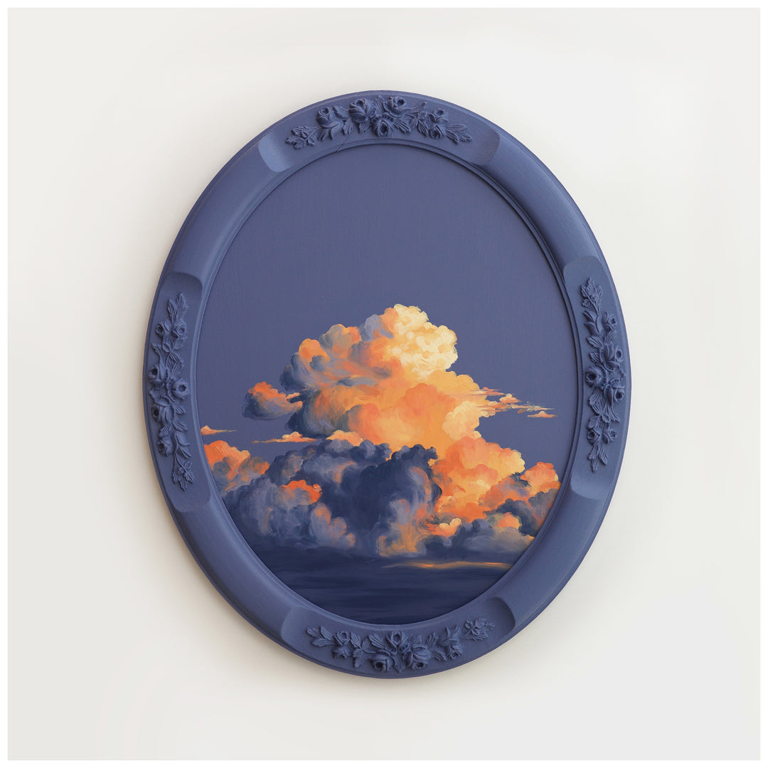 NUAGE by Dutch artist Cathy Camille. Cloudscape oil painting in an antique frame.

