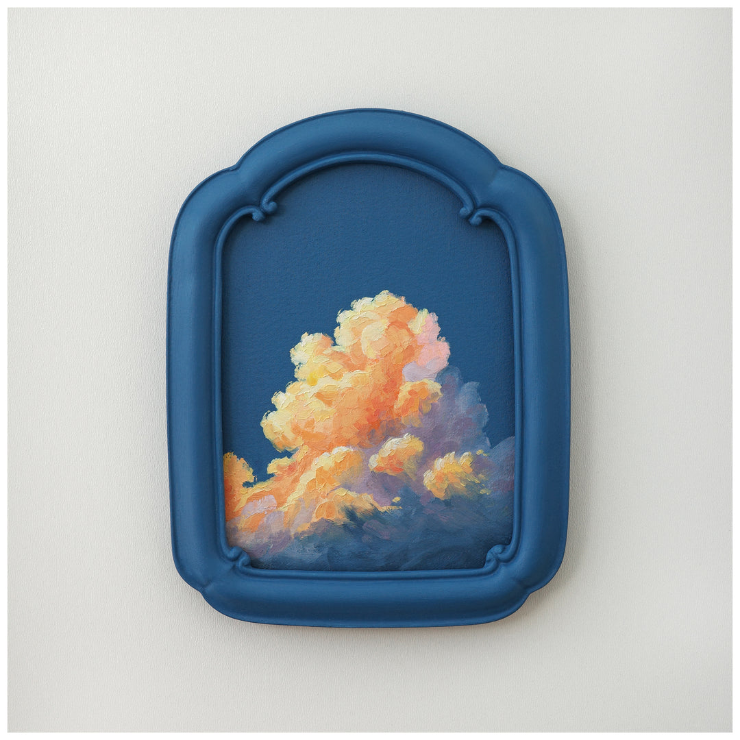 NUAGE by Dutch artist Cathy Camille. Cloudscape oil painting in an antique frame.
