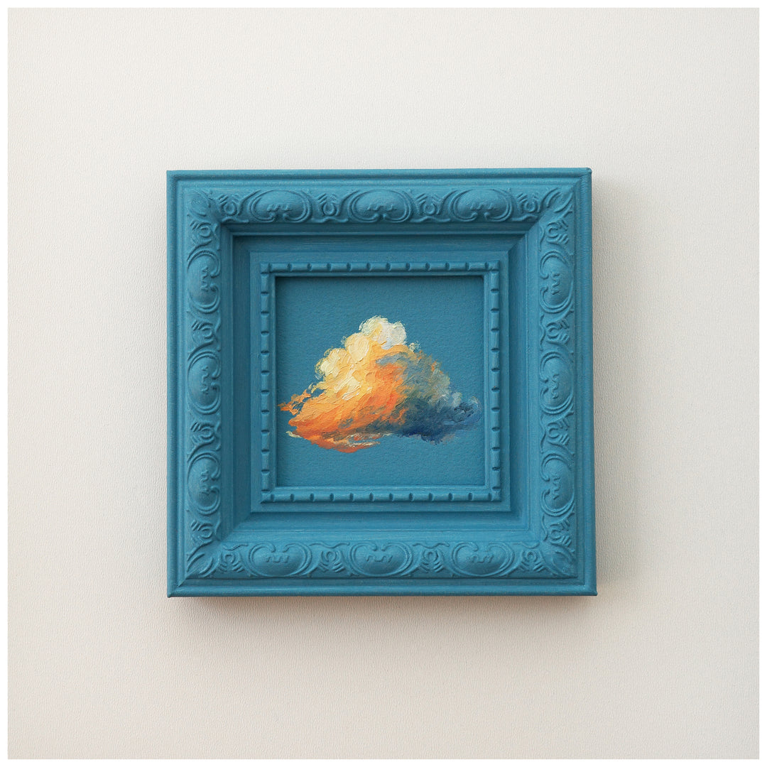 NUAGE by Dutch artist Cathy Camille. Cloudscape oil painting in an antique frame.
