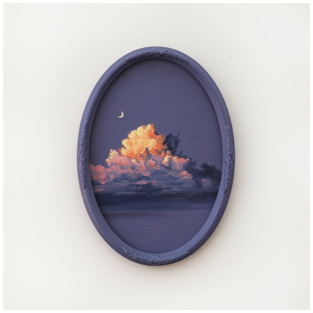 NUAGE by Dutch artist Cathy Camille. Cloudscape oil painting in an antique frame.
