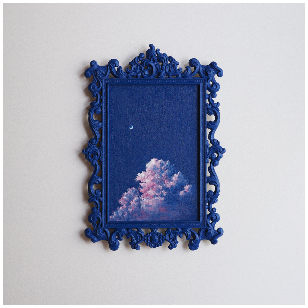 NUAGE by Dutch artist Cathy Camille. Cloudscape oil painting in an antique frame.