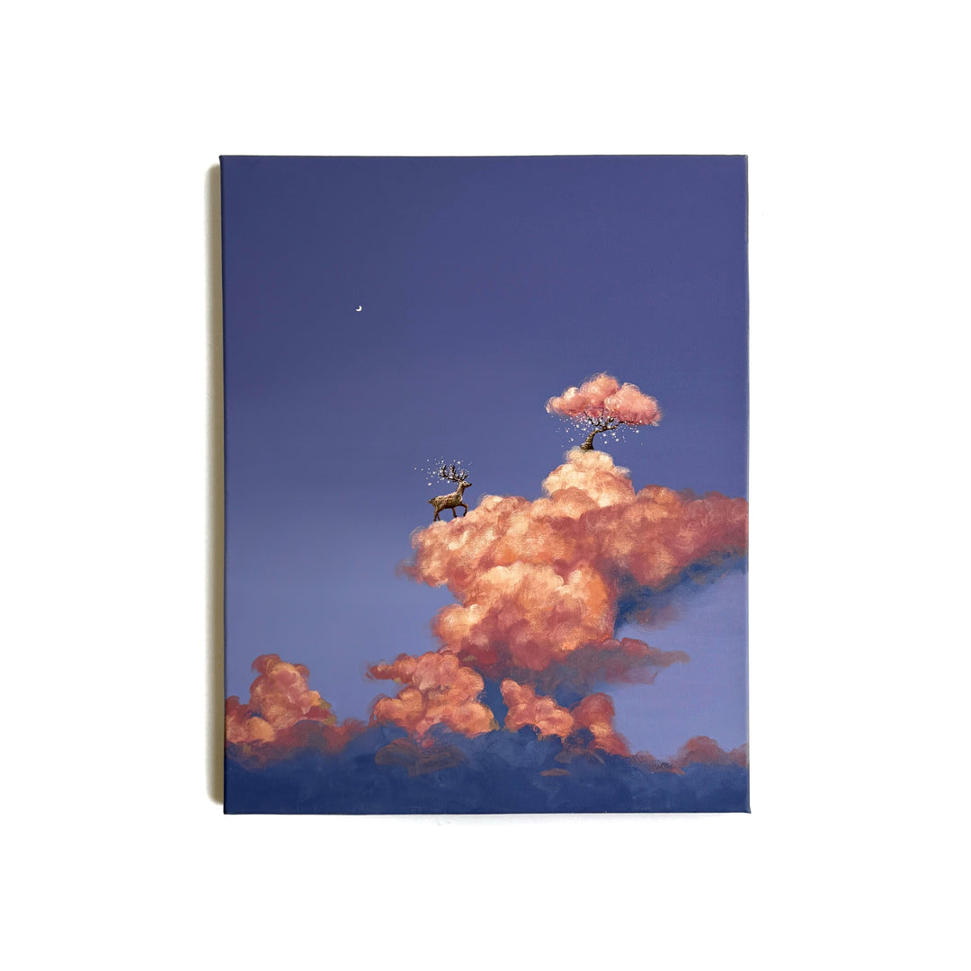 With FAUNE, Dutch artist Cathy Camille merges her love for cloudscapes and wildlife into artworks where nature transcends boundaries. Each painting reimagines iconic animals - the polar bear, flamingo, deer, red panda, humpback whale, elephant, giraffe, and bear - drifting through the sky, blending realism and imagination in ethereal harmony.