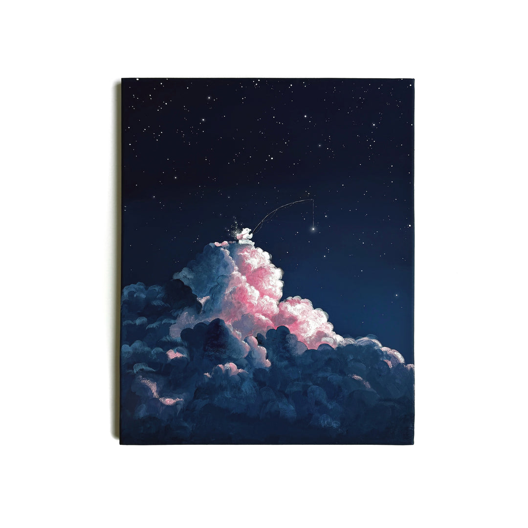 With FAUNE, Dutch artist Cathy Camille merges her love for cloudscapes and wildlife into artworks where nature transcends boundaries. Each painting reimagines iconic animals - the polar bear, flamingo, deer, red panda, humpback whale, elephant, giraffe, and bear - drifting through the sky, blending realism and imagination in ethereal harmony.
